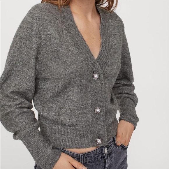 Hu0026M | Sweaters | Hm Pearl Button Knit Cardigan Sweater In Gray Size M |  Poshmark
